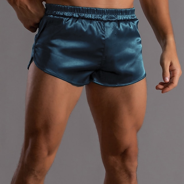  Per uomo 1 confezione Biancheria intima Boxer Miscela di fibre chimiche Traspirante Morbido Liscio Vita normale Argento Nero