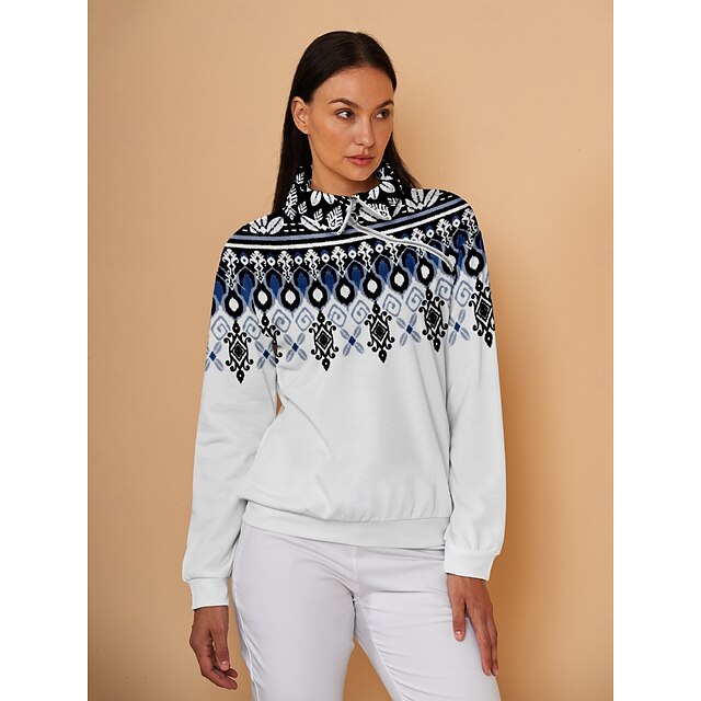 Women's Golf Pullover Sweatshirt White Long Sleeve Top Ladies Golf