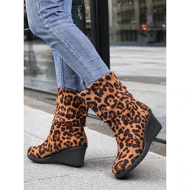 Women's Brown Suede Ankle Boots – Comfortable Wedge Heel with Slouchy Design, Ideal for Fall and Winter Casual Wear 19