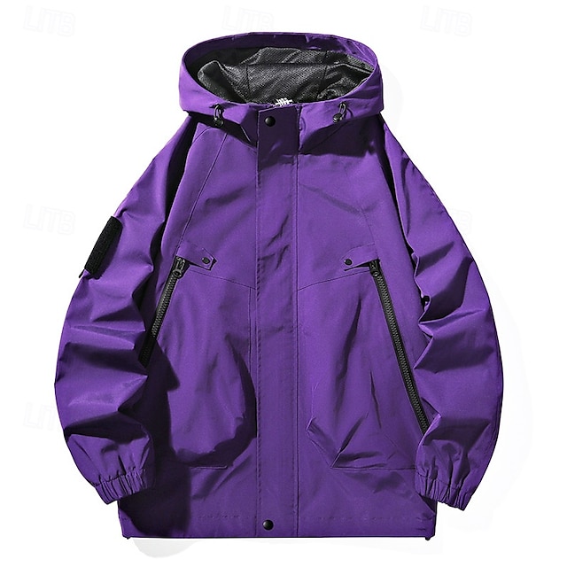  Men's Women's Hiking Jacket Outdoor Windproof Front Zipper Lightweight Jacket Full Zip Camping / Hiking / Caving Black Purple Green Coffee