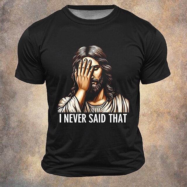 Men's Jesus T Shirt Short Sleeve T shirt 3D Print Crew Neck Shirt Fashion Athleisure Street Sports Outdoor Daily Black Summer Spring Clothing Apparel S M L XL XXL XXXL4