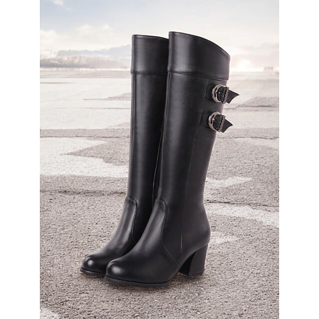  bottes blanches hautes pour femmes avec détail à double boucle – bottes à talon bloc élégantes pour les tenues d'hiver et décontractées
