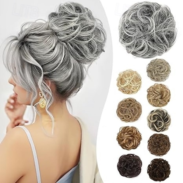  Chignon Chignon Con clip Capelli sintetici Pezzo di capelli Estensione capelli Riccio Feste Giornaliero Da tutti i giorni Borgogna Marrone Grigio