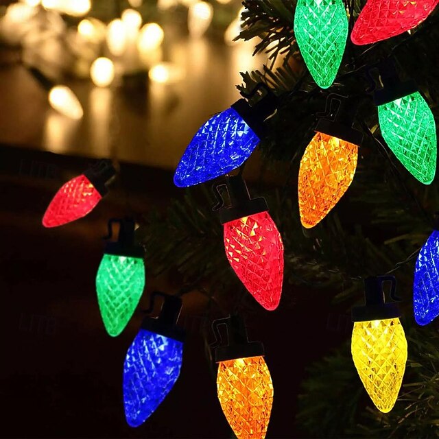 Waterproof Solar Christmas String Lights, 7m 50 LEDs Bulb String Lights