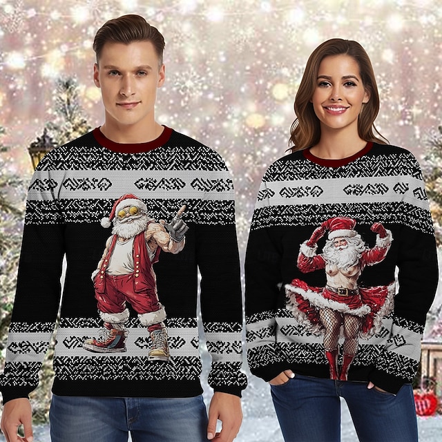  Ježíšek Paní Klausová Pullover Vtipná vánoční mikina 3D Vánoce Legrační Pro Pro páry Pánské Dámské Dospělé Vánoce Karneval 3D tisk Párty Festival