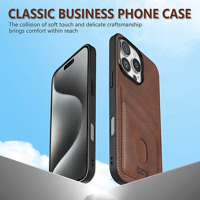  telefone Capinha Para iPhone 16 Pro Max Plus iPhone 15 Pro Max Plus iPhone 14 13 12 11 Pro Max Plus iPhone 14 Pro Max Capa traseira Slot para cartão Antichoque Retro TPU Couro PU