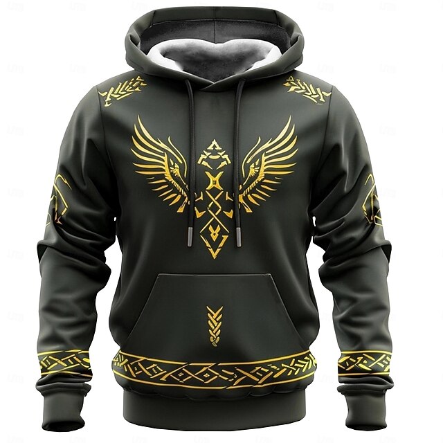 Men's Viking Hoodies Sweatshirt Fashion Cool Long Sleeve Crew Neck Party Holiday Streetwear Black Drawstring Fall Winter Designer4