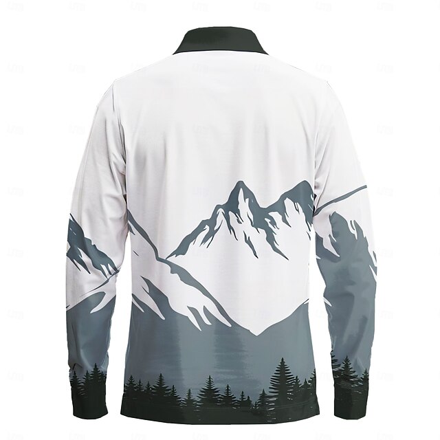  Bărbați Munte Tricouri polo Cămașă de golf Manșon Lung Tricouri de polo Cămăși cu guler Casual Stradă Zilnice Concediu Nasturi Imprimare 3D Primăvară Toamnă Iarnă Alb