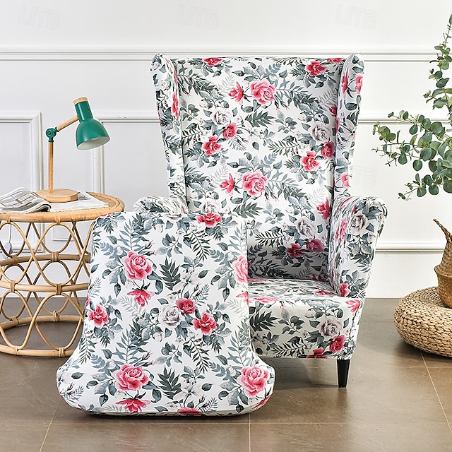  Stretch Printed Wingback Chair Cover Armchair Cover Durable and Elastic Slipcover with Stylish Print Design Perfect for Protecting and Refreshing Your Wingback Chair Ideal for Home Decor