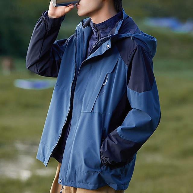  Men's Softshell Jacket Hiking Jacket Winter Outdoor Color Block Thermal Warm Sun Protection Windproof Water Resistant 3-in-1 Jacket Lightweight Jacket Windbreaker Jacket Traveling Black Red Blue Dark