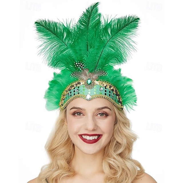  brazilský předvečer Všech svatých Čelenka Peří Dospělé Dámské předvečer Všech svatých Karneval Mardi Gras Párty Plesová maškaráda Karneval v Benátkách Jednoduché Halloweenské kostýmy Oblékněte se