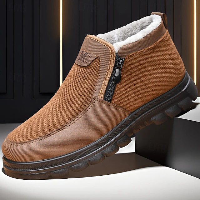 Men's Warm Winter Ankle Boots with Fleece Lining and Side Zipper – Comfortable, Non-Slip Outdoor Shoes for Cold Weather 15