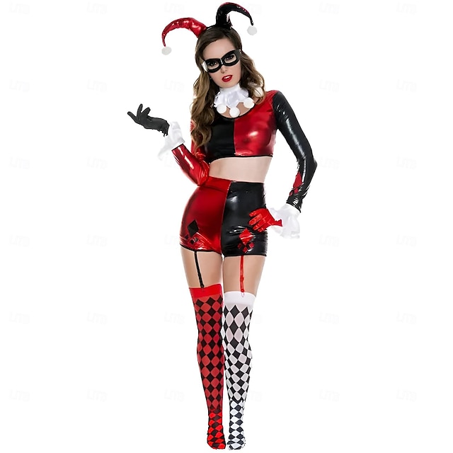  cirkusz Harley Quinn Bohóc Farsangi jelmez Felszerelések Jelmez Felnőttek Női Szerepjáték Teljesítmény Parti Színpad Farsang Mardi Gras Könnyű farsangi jelmez
