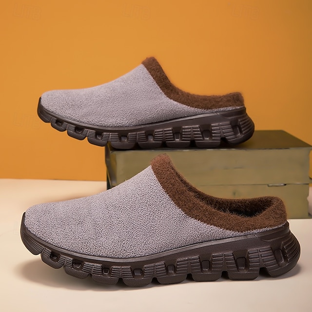  miesten mukavat slip-on talvipuukengät, joissa on muhkea vuori ja liukastumista estävä pohja - mukavat sisä- ja ulkokengät kylmälle säälle