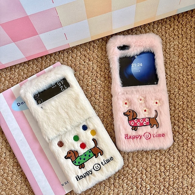  telefone Capinha Para Z Flip 7 Z Virar 6 Z Flip 5 Z Flip 4 Z Flip 3 Capa traseira Antichoque Retro Felpudo
