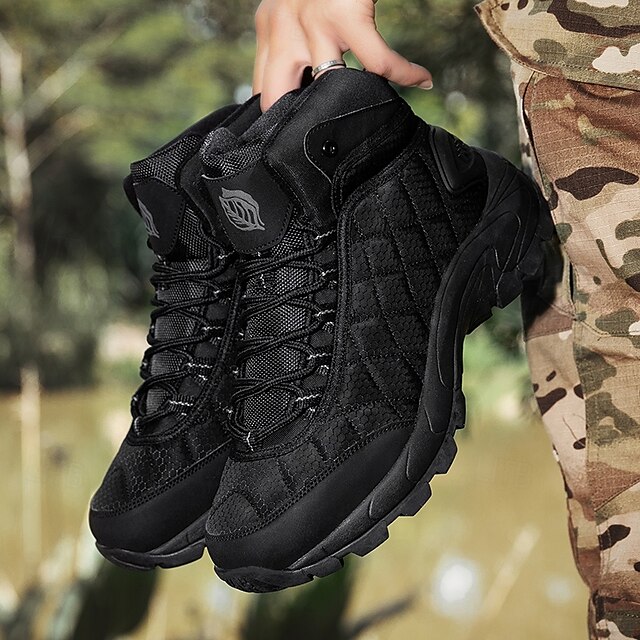  Men's Quilted Hiking Boots - Lightweight, Waterproof, Non-Slip Sole, High-Top Design, Ideal for Outdoor Adventures