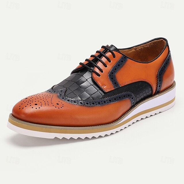 Men's Premium Cowhide Leather Brogue Oxford Shoes Vintage Style