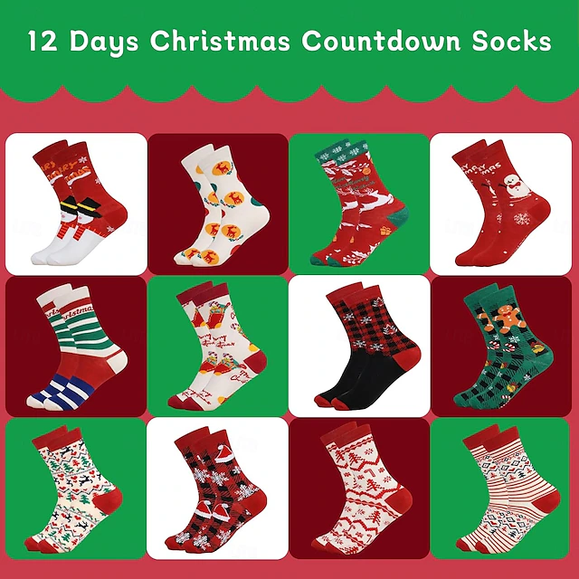 12 Days of Christmas Socks Advent Calendar 2024 Festive Holiday