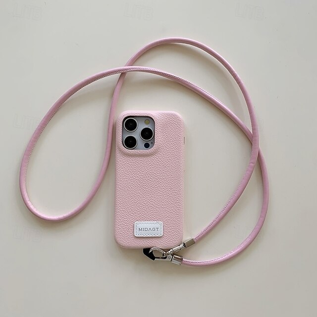  telefoon hoesje Voor iPhone 16 Pro Max Plus iPhone 16 iPhone 16 Pro iPhone 15 Pro Max Plus iPhone 15 iPhone 14 Pro Max Achterkant met draagkoord Schokbestendig Retro TPU PU-nahka