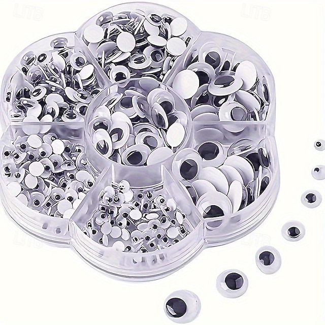  700PCS Plastic Wiggly Googly Eyes Set for Dolls and Crafts Assorted Sizes 4-12MM Suitable for Ages 14