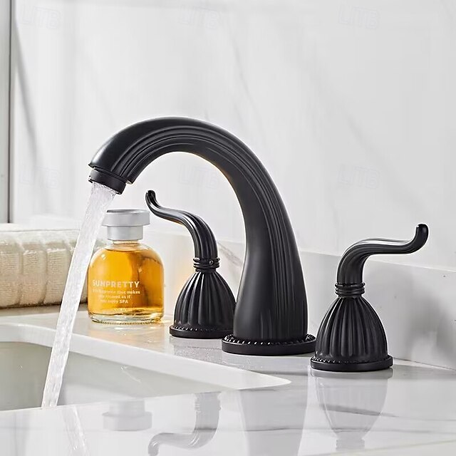  robinets de salle de bain pour lavabo 3 trous 2 poignées robinets de lavabo de vanité robinet 3 trous pour lavabo de salle de bain robinets de lavabo de vanité avec eau chaude et froide