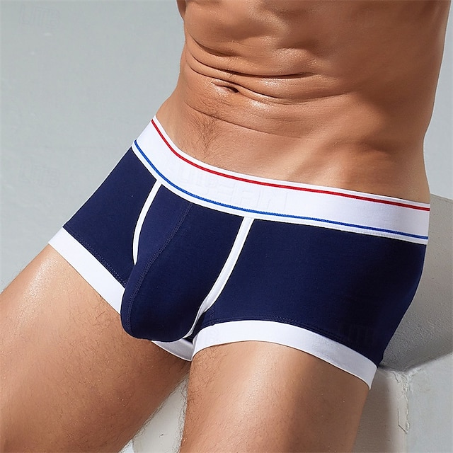  Herren 1 pc Unterwäsche Boxer Boxer-Shorts Patchwork Polyester Atmungsaktiv Weich Komfortabel Farbblock Mittlere Hüfthöhe Gelb Rote