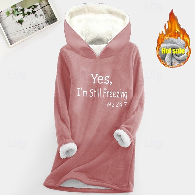  dámská mikina mikina pulovr šerpa polyester dopis ležérní sportovní potisk teplý fuzzy comfrt mikina s dlouhým rukávem top mikroelastický pad & zimní comfrt prodyšná měkká tkanina