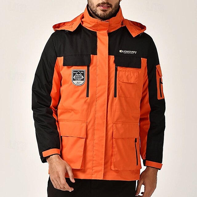  Hombre Chaqueta Softshell Chaqueta para senderismo Invierno Al aire libre Bloque de color Resistente al Viento Resistente al Agua Chaquetas 3-en-1 Chaqueta cortavientos Viaje Negro Marfil Azul Marino