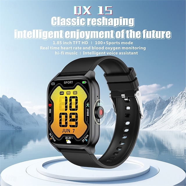  ceas inteligent qx15 1,85 inci monitorizare a sănătății asistent vocal AI bărbați femei moda sport tracker fitness ceas inteligent