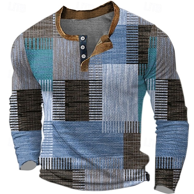 Color Block Waffled Loose Henley Top