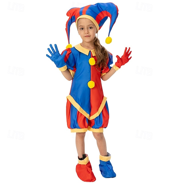  circo Palhaço do Mal Palhaço Pomni Fantasia de Carnaval Roupa Ocasiões Especiais Crianças Para Meninos Para Meninas Fantasias Espetáculo Festa Palco Dia Das Bruxas Carnaval Fantasia de Carnaval Fácil