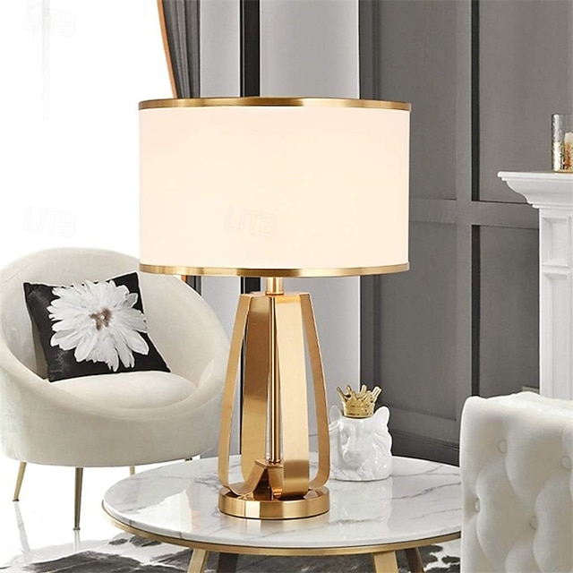  Lámpara de mesa, lámpara de mesa de hierro, lámpara de escritorio americana, lámpara de noche para dormitorio, lámpara de mesa de estudio moderna para sala de estar, lámparas de escritorio doradas