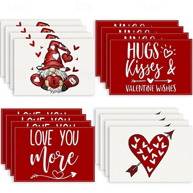  set di 4 tovagliette per San Valentino romantiche e decorative con motivi a forma di cuore o rosa resistenti e resistenti al calore perfette per aggiungere un tocco d'amore all'arredamento della tua