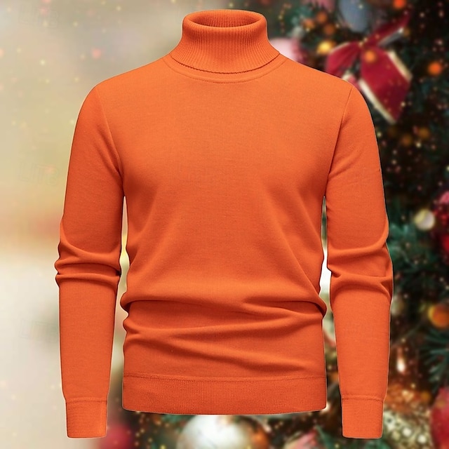  Homme Pull Pull en tricot A côtes Tricoter Normal Tricoté Plein Col Roulé Mode Décontractées Usage quotidien Rendez-vous Vêtement Tenue Automne hiver Vin Noir S M L