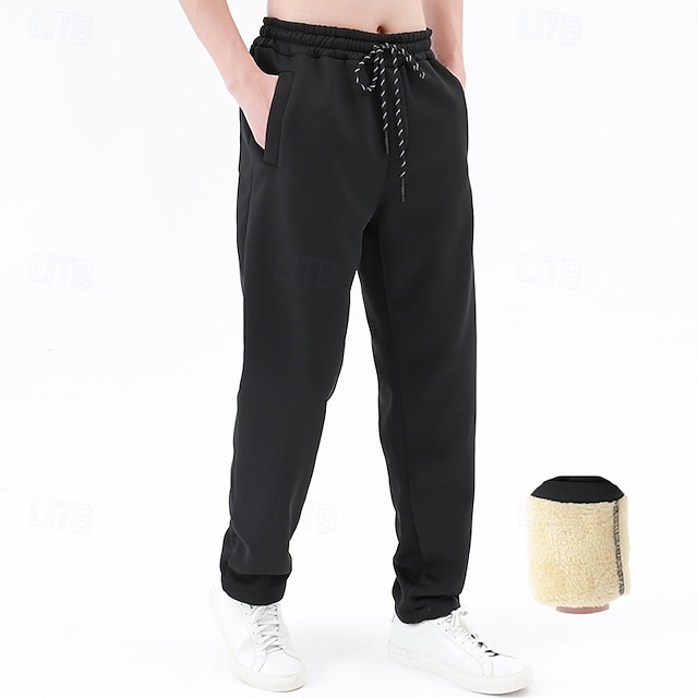  Homens Sherpa Calças de lã Calças Esportivas Corredor Calças Bolsos Com Cordão Cintura elástica Tecido Conforto Quente Comprimento total Ao ar livre Casual Diário Esportes Moda Preto Cinzento