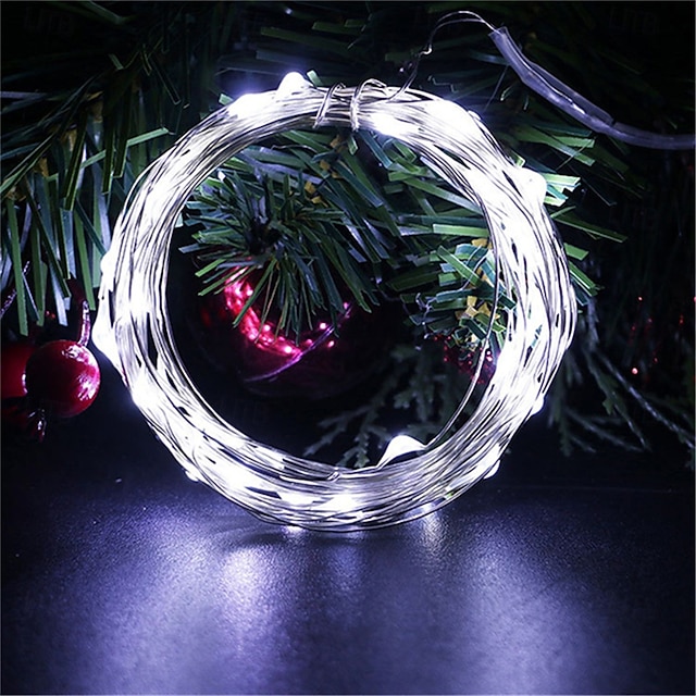  Elegantes luces de hadas de alambre de cobre LED para recepción de bodas, fiestas, 10 piezas, luces de cadena navideñas a batería para dormitorio, jardín, boda&Decoración de fiesta 1-10m