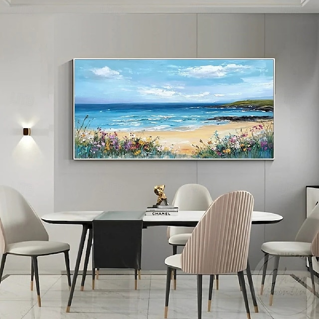  blaues Ozean-Ölgemälde handgemachtes zeitgenössisches Indigo-Gemälde großes Himmel-Meer-Gemälde Kunst Ozean-Meer-Gemälde Wohnkultur-Gemälde 3D-Meer abstraktes Ölgemälde weiße Wellen Textur-Gemälde