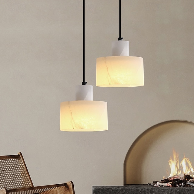 lampada a sospensione creativa wabi-sabi in marmo alabastro altezza regolabile con base e27 lampada a sospensione 110-240v 14cm