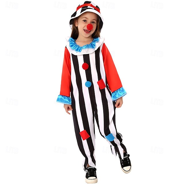 Joker Clown Halloween Outfits Costume Jumpsuit Circus Carnival Costume Cosplay Costume Kid's Boys' Girls' Halloween Carnival Mardi Gras Performance Party Easy Halloween Costumes Dress Up 6