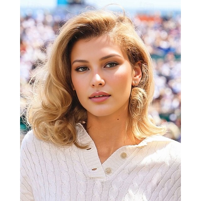  perruque inspirée de zendaya perruque asymétrique ondulée courte blonde cheveux synthétiques design à la mode pour femmes blonde naturelle douce