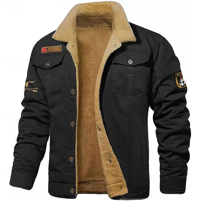 Veste D'hiver Homme Style Rétro Western - Polaire Doublée Sherpa, Coupe-vent, Poches Multiples - Couleurs Disponibles - 12