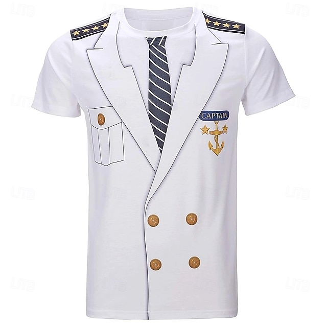  Men's Tuxedo Costume T shirt Short Sleeve T shirt 3D Print Crew Neck Shirt Exaggerated Designer Party Holiday Club White Summer Spring Clothing Apparel S M L XL XXL XXXL
