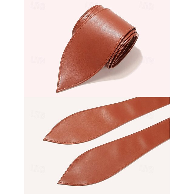 6334 Obi Belt For Women – Wide Waist In Faux Leather, Mica- Red Obi Belt for Women – Wide Waist Belt in Faux Leather MICA  main image 4