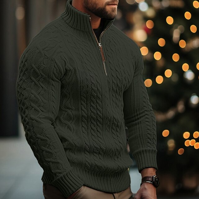 Cow Fashion Streetwear Designer Men's Zipper Knitted Pullover Sweater Jumper Sweater