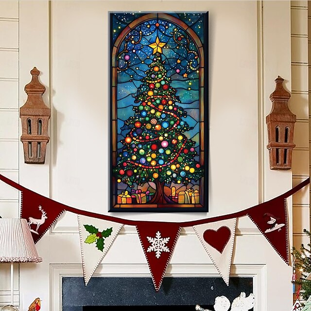 Christmas Tree LED Canvas Wall Art LED Lighted Up Wall Decor 2AA Battery Operated Lighted Canvas Print LED Light Kitchen Bedroom or Home Decor 5