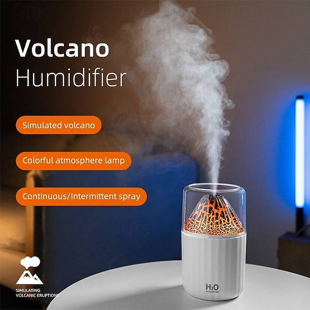  vulkanisk luftfuktare hem sovrum regnbåge atmosfär ljus aromaterapi maskin liten stationär låga luftfuktare