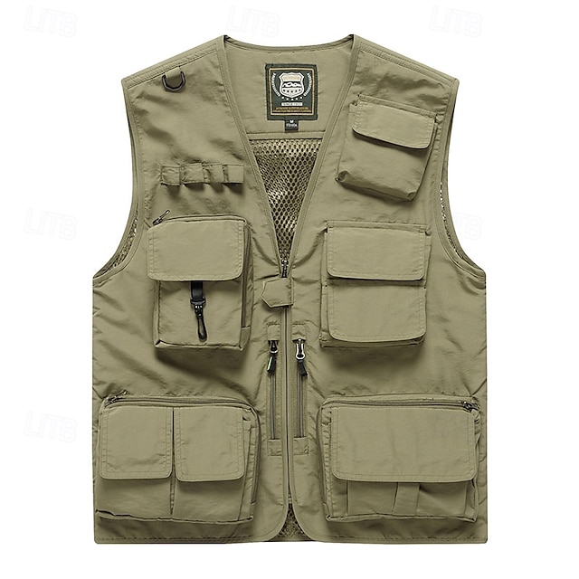  Herren Weste für Wanderer Wander-Fleeceweste Ärmellos Weste Außen Atmungsaktiv Komfortabel Mehrere Taschen Polyester Schwarz Armeegrün Rot Jagd Angeln Klettern