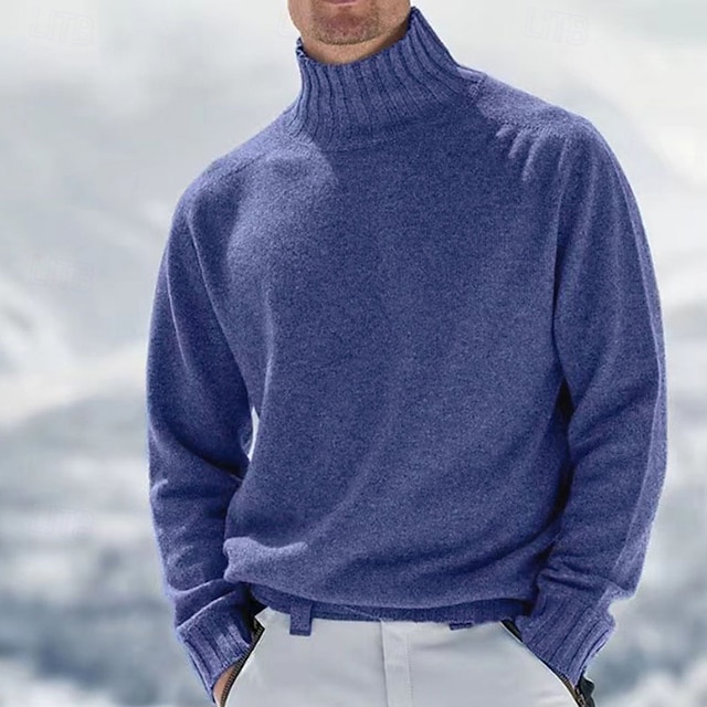  Herren Pullover Rollkragenpullover für Herren Overall Gerippt Stricken Standard Strick Glatt Rollkragen Moderne zeitgenössische Arbeit Freizeitskleidung Bekleidung Winter Schwarz Weiß M L XL