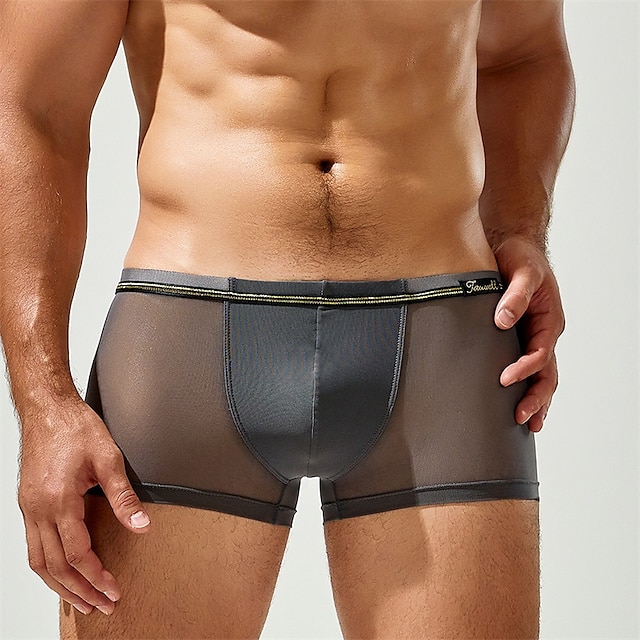  Herren 1 pc Unterwäsche Boxer Boxer-Shorts Patchwork Chinlon Atmungsaktiv Weich Komfortabel Farbblock Mittlere Hüfthöhe Schwarz Weiß