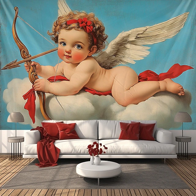 Wedding Decorations Backdrop Photograph Wall Hanging Large Tapestry Art Mural Decor Blanket Curtain Home Bedroom Living Room Decoration Cupido Love 19